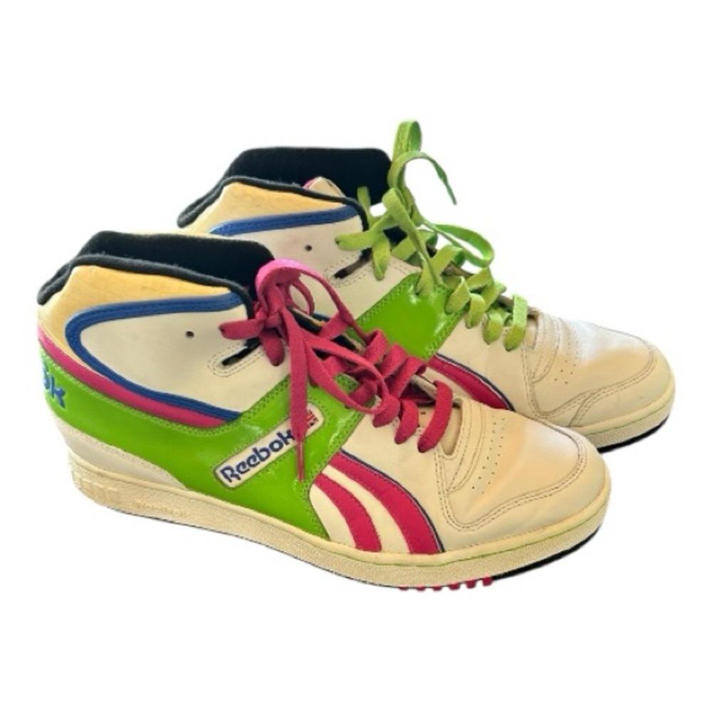 Reebox white green pink high top sneakers
